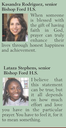 Kasandra Rodriguez and Lataza Stephens from Bishop Ford H.S.
