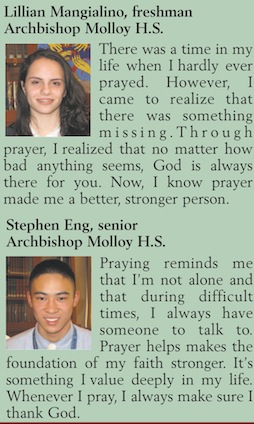 Lillian Mangialino and Stephen Eng from Archbishop Molloy H.S.