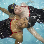 Lia Neal, bottom, pictured here in 2010 with her teammate Isla Hutchinson Maddox, above, at Convent of the Sacred Heart School in Manhattan. (Photo by Juliana Thomas)