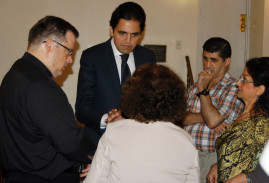 Majdi Ramadan, consul general of Lebanon, met with parishioners after attending Mass at Our Lady of Lebanon Cathedral in Brooklyn Heights. (Photo by Marie Elena Giossi)