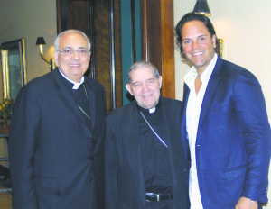 Mike Piazza, right, attended the June, 2011 CYO Golf Outing with Bishop Nicholas DiMarzio, left, and retired Auxiliary Bishop Ignatius Catanello, center. (Photo by Ed Wilkinson)
