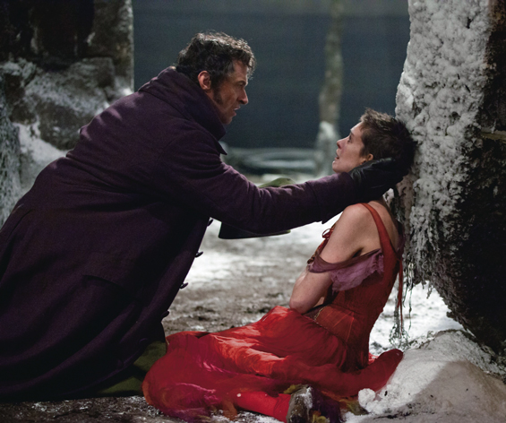 Hugh Jackman and Anne Hathaway in a scene from Les Miserables, the big-screen adaptation of the long-running stage show.