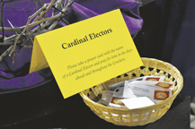 At a Mass of thanksgiving at Immaculate Heart of Mary, the faithful were encouraged to pray for the cardinals who will elect the new pope.