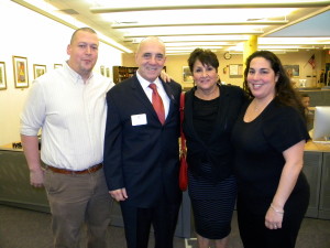 From left, Dom Laurendi’s son in-law Jon-Paul D’Orazio; Laurendi; Dorothy Laurendi, Dom’s wife; and Deanna D’Orazio, Dom’s daughter, at Laurendi’s Xaverian H.S. Hall of Fame induction ceremony. (Photo by Jim Mancari)