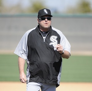 White Sox pitching coach Don Cooper walks his pitchers through a series of drills during spring training in Glendale, Ariz. (Photo by Ron Vesely © 2013 Chicago White Sox)