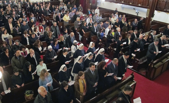 The congregation at Our Lady of Lebanon Cathedral prayed for peace in Syria. 
