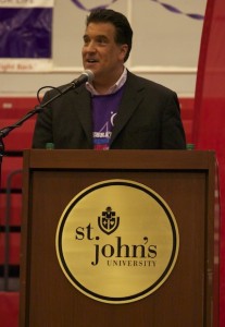 Steve Lavin speaks at St. John's Relay for Life (Photo by Diana Colapietro)