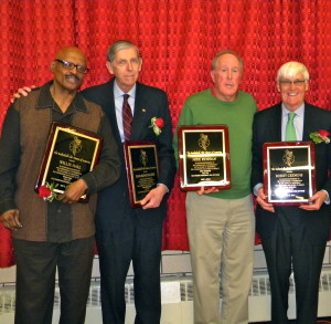 Old-Timers Class of 2013, from left: Willie Hall, Tom Konchalski, Mike Riordan and Bobby Cremins (Photo by Jim Mancari)