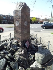 The Maj. McCarthy Memorial Triangle is located at East 31st Street, Avenue N and Kings Highway in the Marine Park section of Brooklyn. (Photo by Julian Yson, Nazareth R.H.S.)