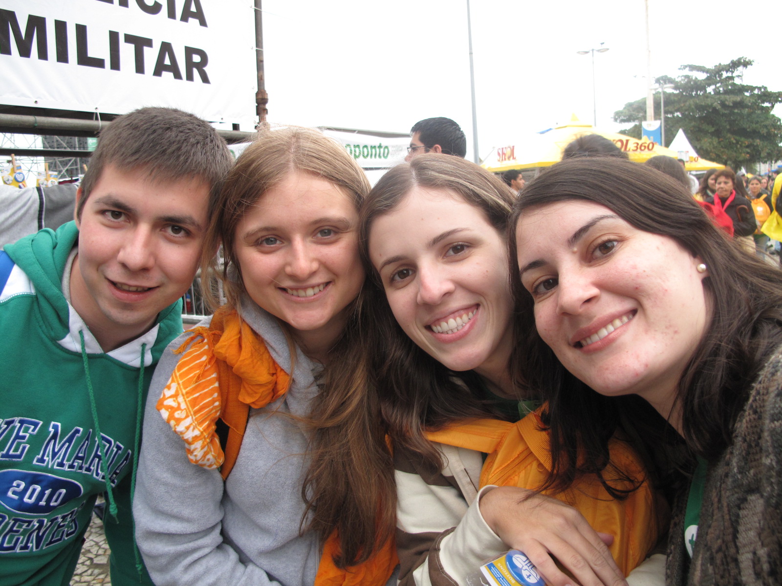 Reporter Antonina Zielinska, second from left, is seen with fellow World Youth Day pilgrims in Rio de Janeiro. Exclusive photos of the weeklong adventure can be found on thetablet.org and on Facebook.com/thetablet. The sites contain different photos in different formats. A Facebook account is not required to view photos. 