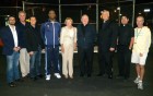 From left, Tal Sheinman, ReSette Restaurant; Jim McCool; Michael Sheinman, ReSette Restaurant; Dexter Gordon, AND1; Eileen Lugano, Friends of Sean Lugano Foundation; Father Edward Doyle, pastor, St. Francis de Sales; Msgr. John Brown, former pastor, St. Francis de Sales; Father Patrick Longalong, St. Francis de Sales; and Keith Goldberg.