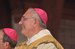 Bishop DiMarzio beams his approval during the installation ceremony.