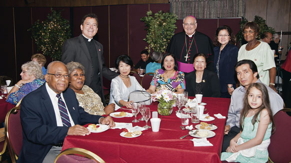Bishop Nicholas DiMarzio celebrated a Mass of thanksgiving in the chapel of Immaculate Conception Center, Douglaston, for the Annual Catholic Appeal Bishop’s Court of Honor members. More than 500 attended the liturgy and reception that followed. The Bishop’s Court of Honor is a special alliance of Catholic men and women who have come together with the bishop to play a unique community leadership role in the work of the Church. Their willingness to share their God-given gifts with the Annual Catholic Appeal helps the bishop spread the faith by way of a multitude of ministries, programs and services. Members in the Bishop’s Court of Honor receive a membership pin and invitations to occasional spiritual and social activities with Bishop DiMarzio. There are over 2,000 members and gifts from Court of Honor members. They comprise over 40 percent of the receipts for the Annual Catholic Appeal. The Mass and reception is an opportunity for Bishop DiMarzio to greet and personally thank the Court of Honor. For more information about the Court of Honor, call the Annual Catholic Appeal Office at 718-965-7300, ext. 1602.