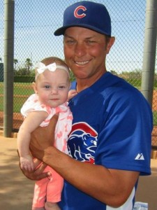 Anthony Iapoce enjoys the weather at the Chicago Cubs’ spring training facility in Mesa, Ariz., as much as the company of his 14-month-old daughter Lily. (Photo courtesy Anthony Iapoce)