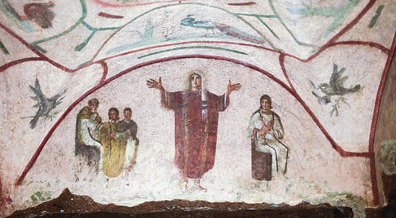  A fresco is pictured inside the catacomb of Priscilla in Rome. Photo © Catholic News Service 