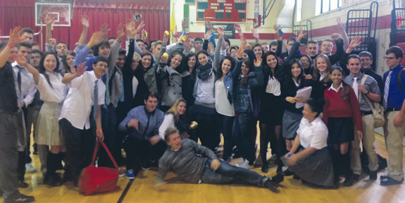 Msgr. McClancy M.H.S., East Elmhurst, hosted Italian students for two weeks, through a collaboration with Ivo de Carneri institute. McClancy Italian teacher, Anna Maria Tenaglia, organized the program.