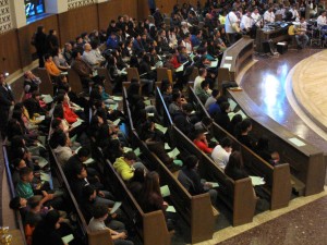 Auxiliary Bishop Paul Sanchez offered the opening Mass of the Youth Day to a congregation of over 600