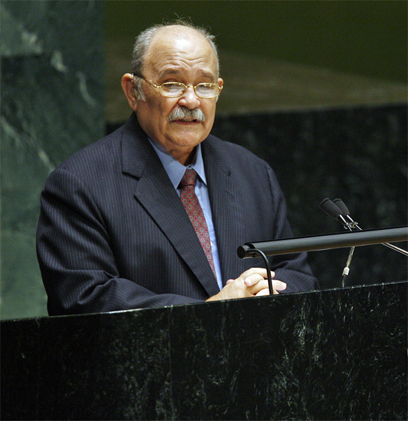 Father Miguel d’Escoto Brockmann addresses the U.N. General Assembly following his election as head of the assembly in 2008. 
