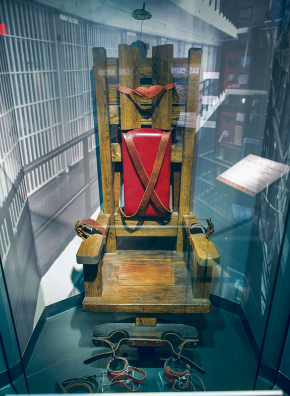 The electric chair that executed 125 men between 1916 and 1960 in Tennessee is seen on display at the National Museum of Crime and Punishment in Washington, D.C. March 5.