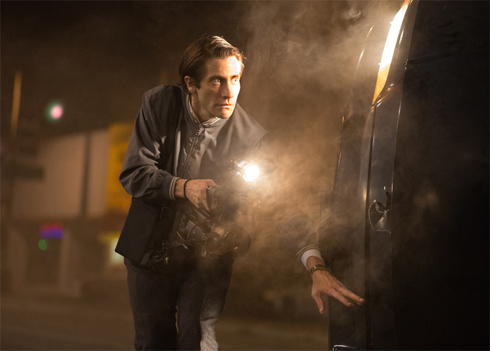 Jake Gyllenhaal stars as Lou Bloom, a borderline-autistic Los Angeles loner turned ambulance-chaser, in a scene from "Nightcrawler."