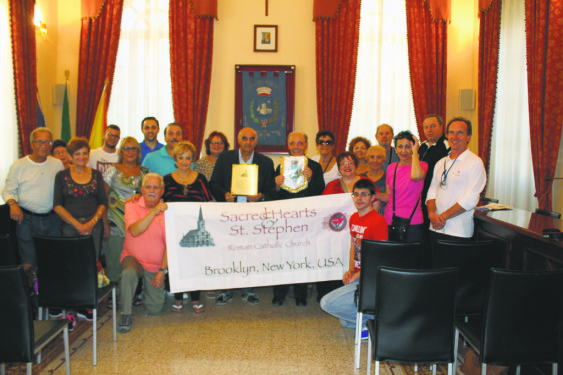 The Brooklyn pilgrims visit City Hall in Pozzallo and meet with the vice mayor