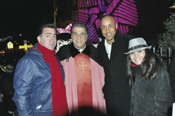 TV actor Anthony Mangano; Msgr. David Cassato, pastor; former N.Y. Knick John Starks; and American Idol singing sensation Stefanie Hanvey.