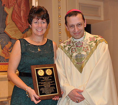Cathy Donohoe and Bridgeport Bishop Frank Caggiano
