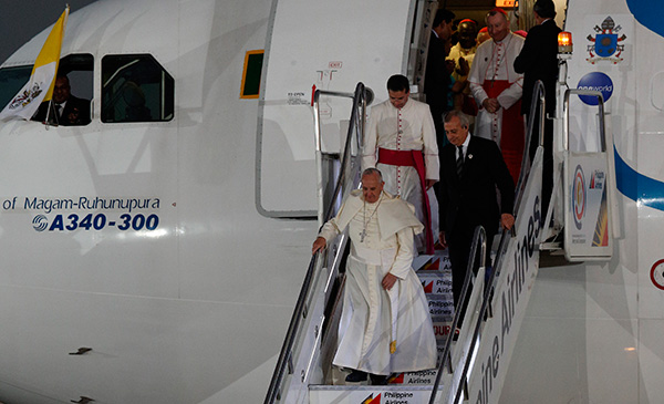 Pope Francis arrived at Villamor Air Base 