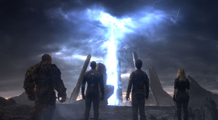 Jamie Bell, Michael B. Jordan, Miles Teller and Kate Mara star in a scene from the movie “Fantastic Four.” (Photo  by Catholic News Service/Fox)