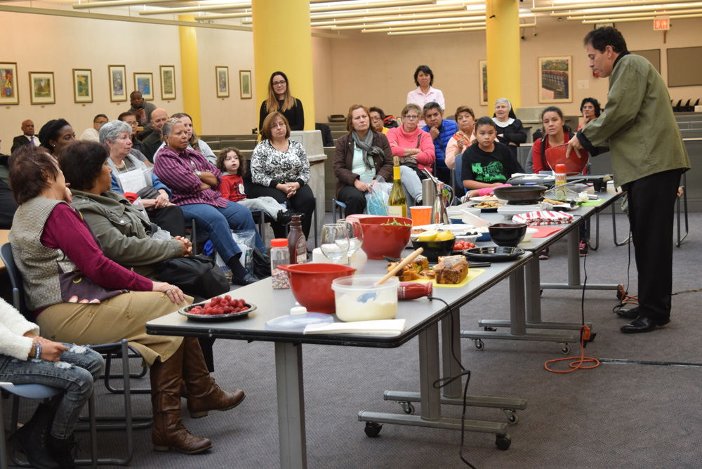 Activities at Diocesan Family Day included a cooking workshop with Msgr. Jamie Gigantiello, who attended the Culinary Arts Institute before ordination.