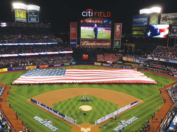  The scene before Game 3 of the World Series features Billy Joel singing the National Anthem. The New York Mets reached the fall classic for the first time since 2000. Photo © Jim Mancari