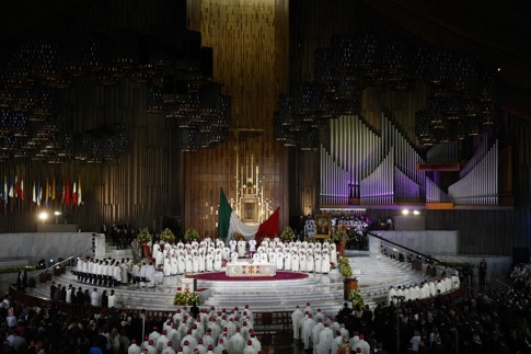Pope Francis celebrates Mass in the Basilica of Our Lady of Guadalupe in Mexico City Feb. 13. (CNS photo/Paul Haring) 