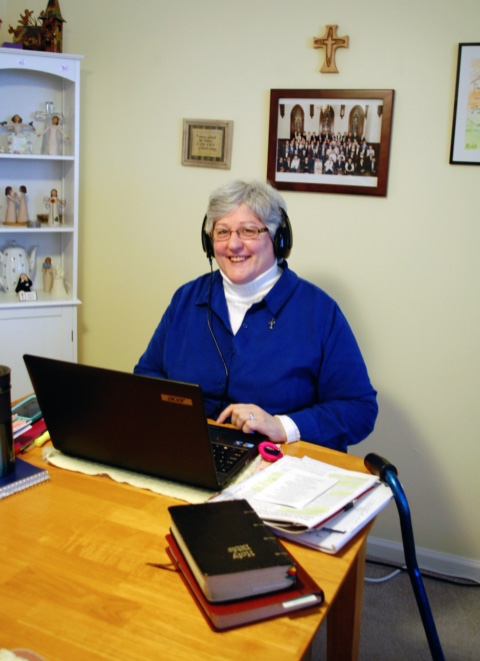 p Mercy Sister Gail Anne Jarvis, pictured at her home in Burlington, Vermont, earlier this year is spreading her joy through an online contemporary Christian music radio station. (Photo © Catholic News Service/Cori Fugere Urban, Vermont Catholic)