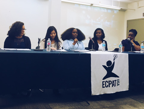 At center, Amber Edwards participated at a human trafficking panel.