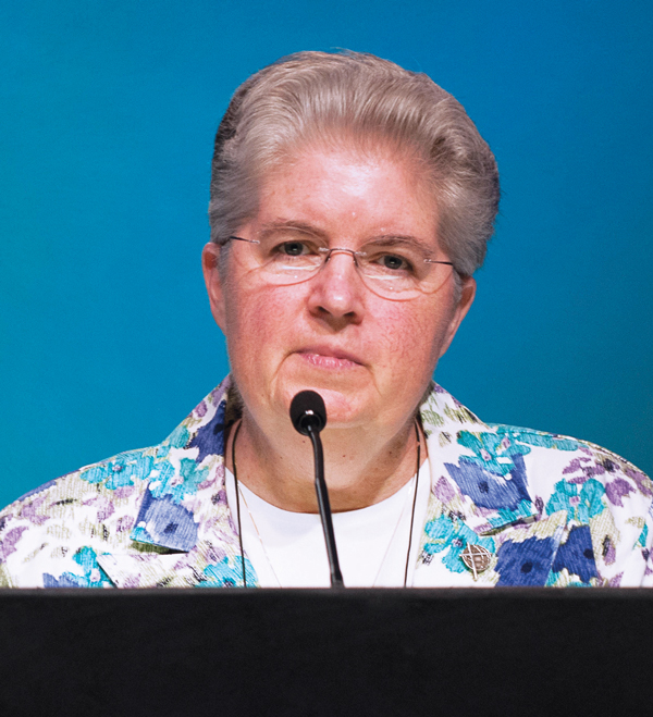 U.S. Sister Carol Zinn is pictured in a 2013 photo. Sister Zinn told a global gathering of women religious in Rome that religious life has widely been a “first-world lifestyle.” 