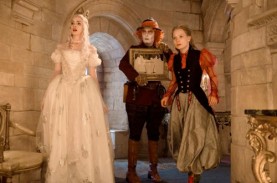 Anne Hathaway, Johnny Depp and Mia Wasikowska star in a scene from the movie “Alice Through the Looking Glass,” which opened in theaters May 27. (Photo © Catholic News Service/ Disney)