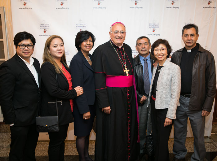 p Bishop DiMarzio with the Generations of Faith team from St. Michael’s parish, Flushing.