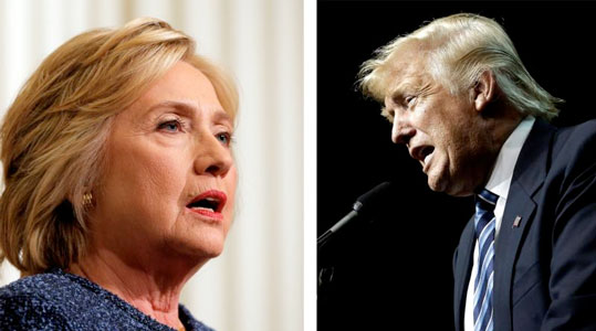 In a combination photo, U.S. Democratic presidential nominee Hillary Clinton is seen Sept. 9 and U.S Republican presidential nominee Donald Trump is seen Sept. 14. (Photo: Catholic News Service, Brian Snyder/Mike Segar, Reuters) 