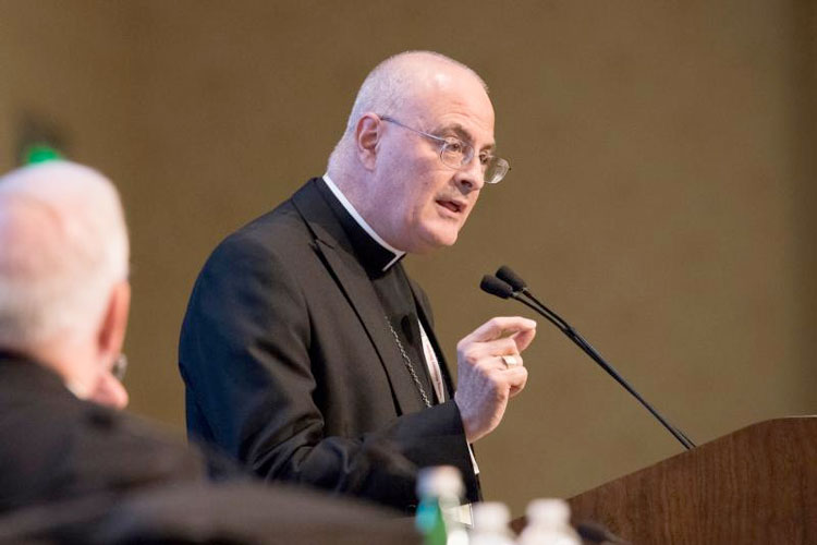 Maronite Bishop Gregory J. Mansour of Brooklyn, N.Y., speaks Nov. 15 during the annual fall general assembly of the U.S. Conference of Catholic Bishops in Baltimore. (Photo: Catholic news Service/courtesy Jeffrey Bruno) 