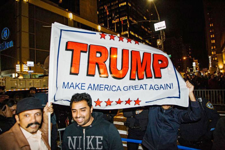 Supporters of President-elect Donald Trump are seen in New York City Nov. 8. (Photo: Catholic News Service/Alba Vagary, EPA) 