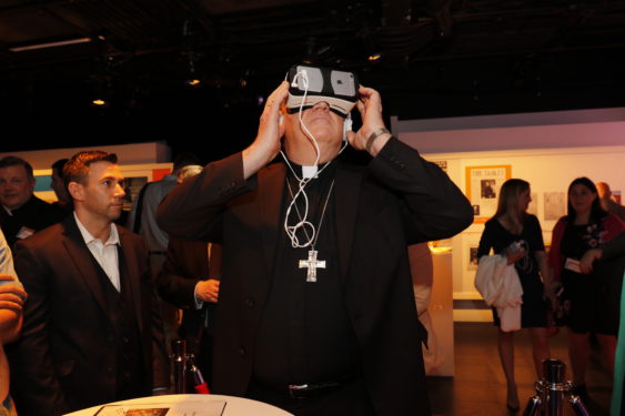 Cardinal Tobin takes a virtual tour of St. Joseph’s Co-Cathedral. Photo Greg Shemitz.