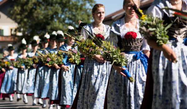 Women in traditional dress are seen during a feast of the Assumption celebration in Kochel, Germany, Aug. 15. (CNS photo/Lukas Barth-Tuttas, EPA)