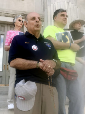 Fred Trabulsi, center, organized the Christian unity event at Brooklyn Borough Hall, July 26.