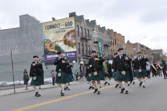 The completed mural of Creation was a backdrop for last March’s Bay Ridge St. Patrick’s Day Parade