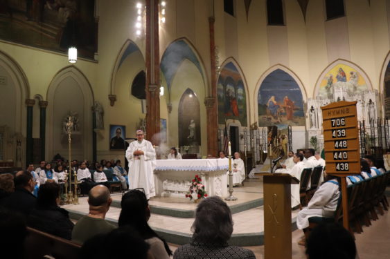  Bishop Octavio Cisneros preaches to the congregation at Presentation of the Blessed Virgin Mary Church, Jamaica, during a liturgy celebrating the blessing of the restored bell tower.