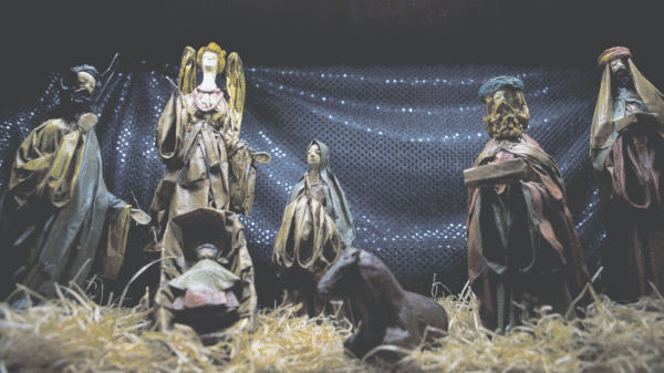 A Mexican Nativity made from paper-mache is seen at the Franciscan Monastery of the Holy Land in Washington. Photo Catholic News Service/Tyler Orsburn