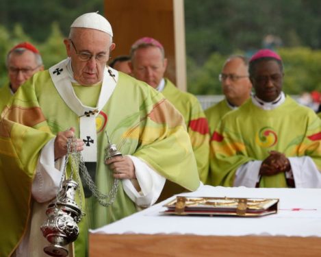 Pope Francis celebrates Mass at Phoenix Park in Dublin Aug. 26. (CNS photo/Paul Haring) 