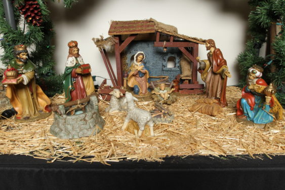 This traditional-looking ceramic creche appears in a Christmas exhibit at the Monastery of the Holy Spirit in Conyers, Ga., and is part of the personal collection of Marcy Borkowski-Glass of St. Pius X Church in Covington. The exhibit, which was to end Christmas Eve, showcased some 500 Nativity scenes own by Glass and a select few creches from the monastery. (CNS photo/Michael Alexander, Georgia Bulletin)