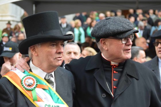 Cardinal Dolan greeted the Grand Marshall of the parade, Brian John O’Dwyer. 