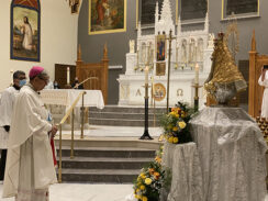 Retired Auxiliary Bishop Octavio Cisneros Presents Our Lady of Sorrows Parish With Statue of Our Lady of Charity